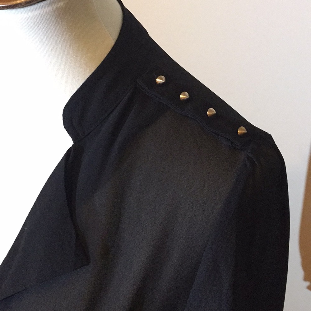 Sheer Gold Studs Button Down Blouse - image 3